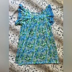 Lilly Pulitzer PRELOVED Girl's 12-14 XL “Out to Play” flutter sleeve dress